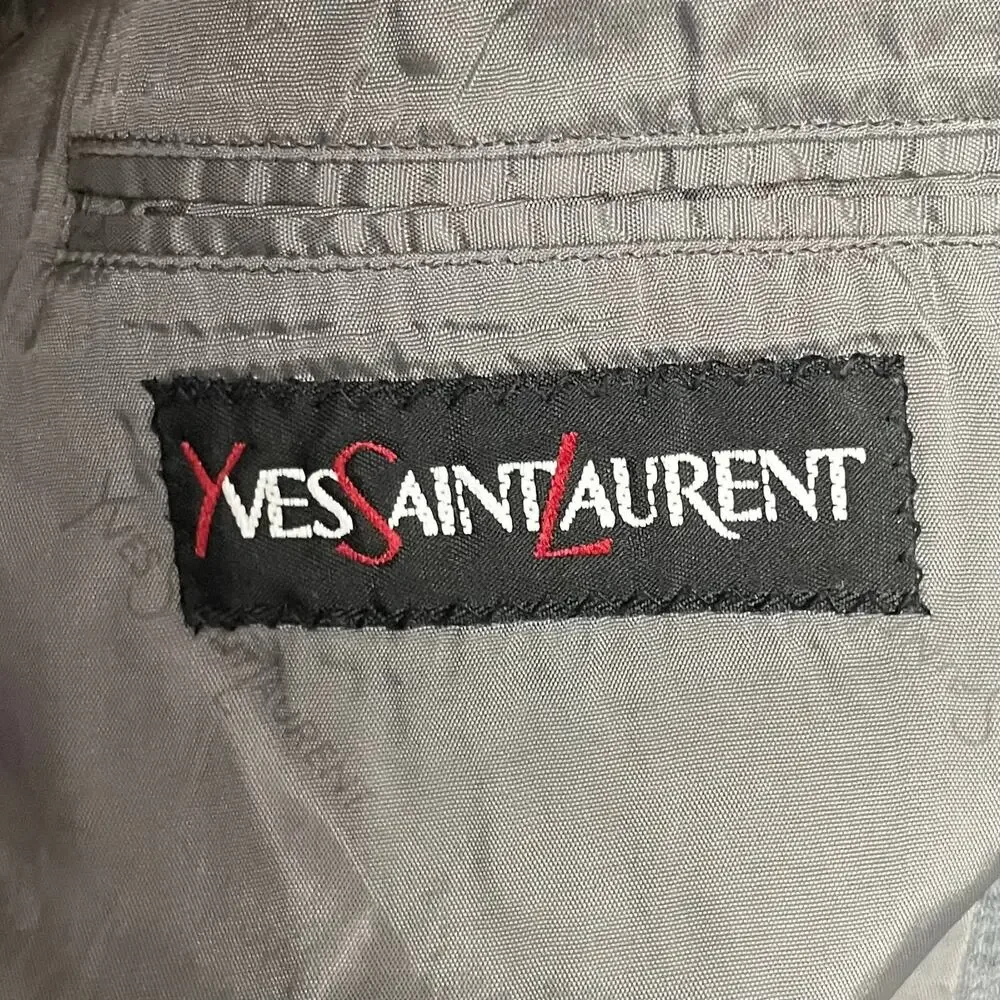 Vintage Yves Saint Laurent Blazer Mens 40 Gray Single Breasted Luxury Preppy‎